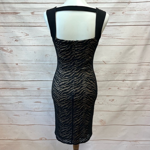 Laundry Shelli Segal Tiger Zebra Striped Mesh Little Black Dress LBD - Picture 7 of 11